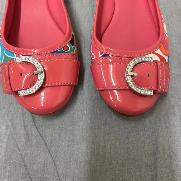 Coach Signature Remmi Poppy Pink Patent Leather Flat ballet Shoes Women's Sz 7.5 - Picture 10 of 10